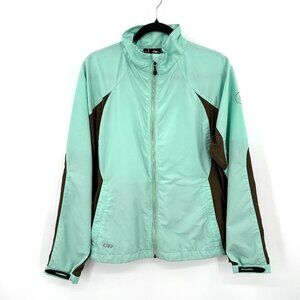 OUTDOOR RESEARCH Mint Green Brown Lightweight Full Zip Windbreaker Jacket XL